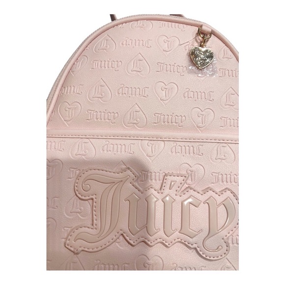 Juicy Couture baby pink powder blush upgrade U medium backpack with charm new - Picture 4 of 15